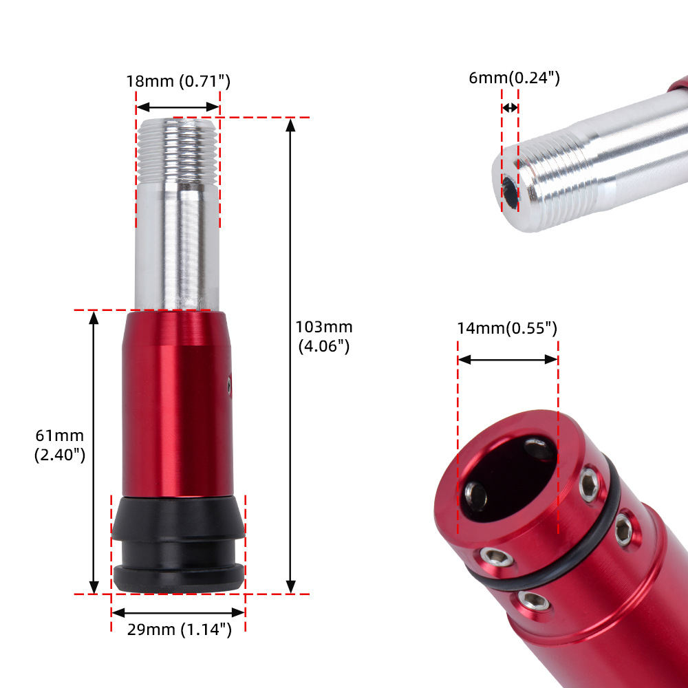 Knob Aluminum - アルミニウム合金製 シフトノブアダプター M18 車用シフトレバーベースコネクター 汎用 自動変速機アップグレード