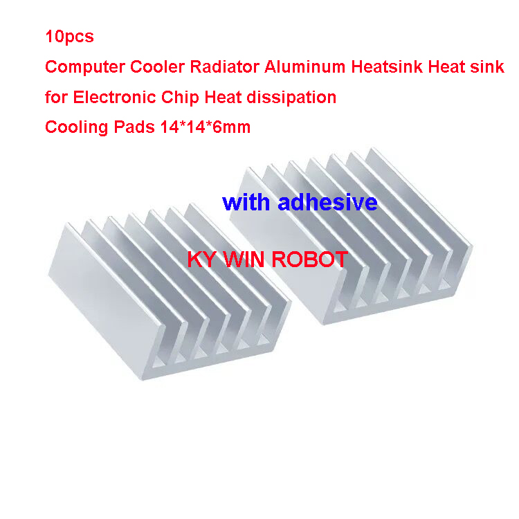 Heatsink Aluminum - 10個入りミニ粘着アルミ製ラジエーター ヒートシンク 14x14x6mm クーラー 3Dプリンター ステッピングモータードライバー