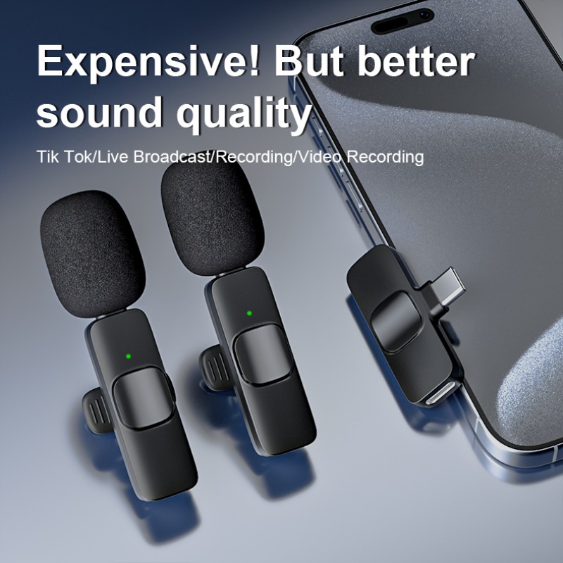 Microphone Capsule - ワイヤレスラベリアマイク 2.4G ポータブルオーディオビデオ録音用 ミニマイク。iPhone、Android、ライブ配信、ゲーム、インタビューに最適。