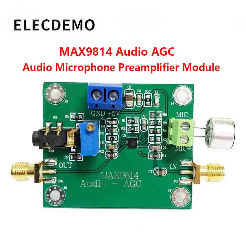Audio Amplifier Board - エレクトレットマイクAGCアンプモジュール、オートゲインコントロールオーディオプリアンプボード、3.3V-5V低ノイズ高感度ピックアップDIY MAX9814