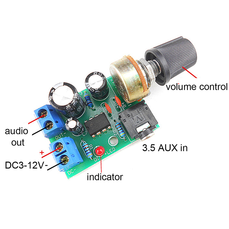 Volume Control Board - 【C】LM386 10W オーディオアンプボード モノラル 3.5mm DC