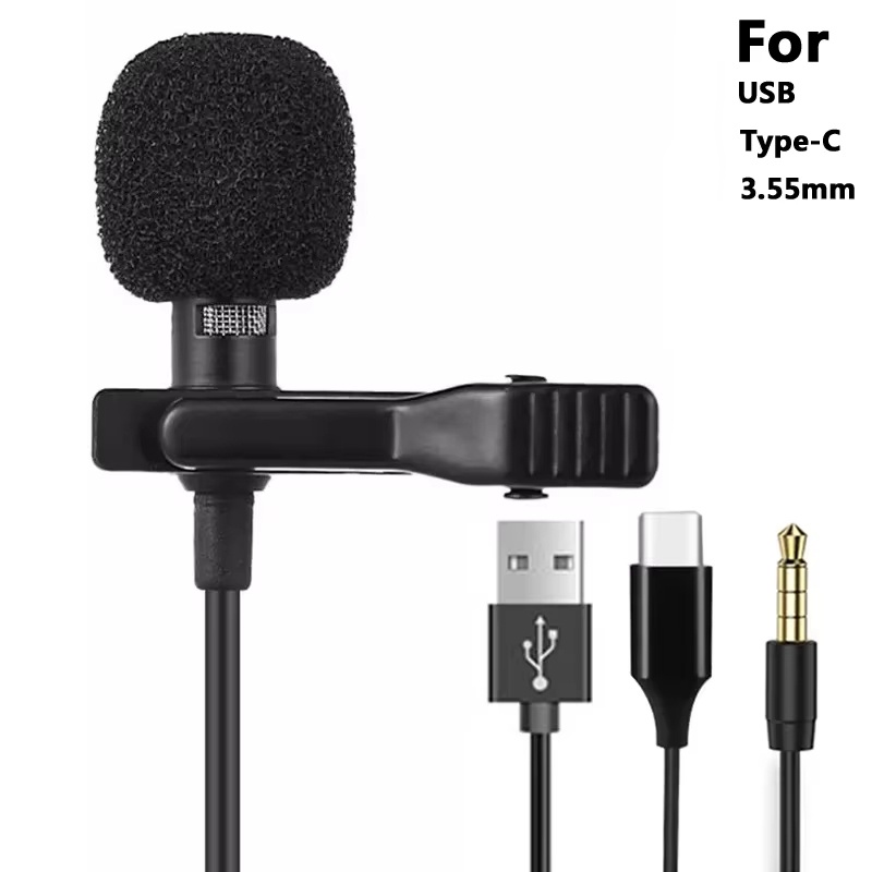 Microphone Capsule - 3.5 ミリメートルミニポータブルラベリアマイク PC ラップトップ用タイプ C ラペルクリップオンマイクスマートフォン用