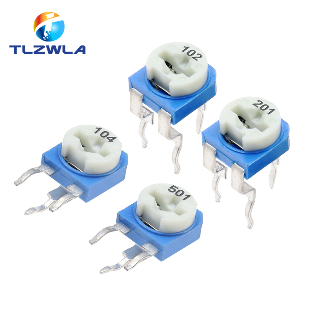 Potentiometer 10K - 可変抵抗器付きポテンショメータ,rm065シリーズRM-063,100 200 500 1k 2k 5k