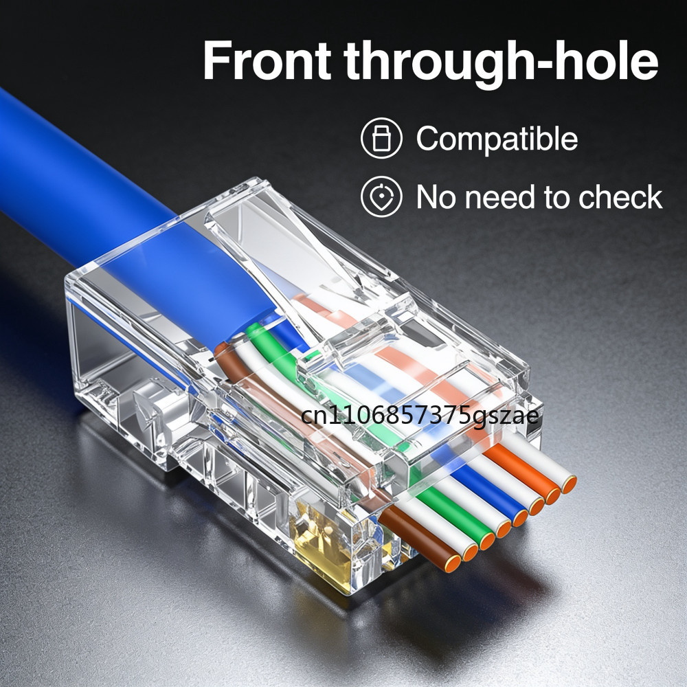 Rj45 Jack - 10/50/100 個 CAT6 スルーホールクリスタルヘッド RJ45 コネクタネットワーク非シールド単列穿孔クリスタルヘッドネットワークケーブル