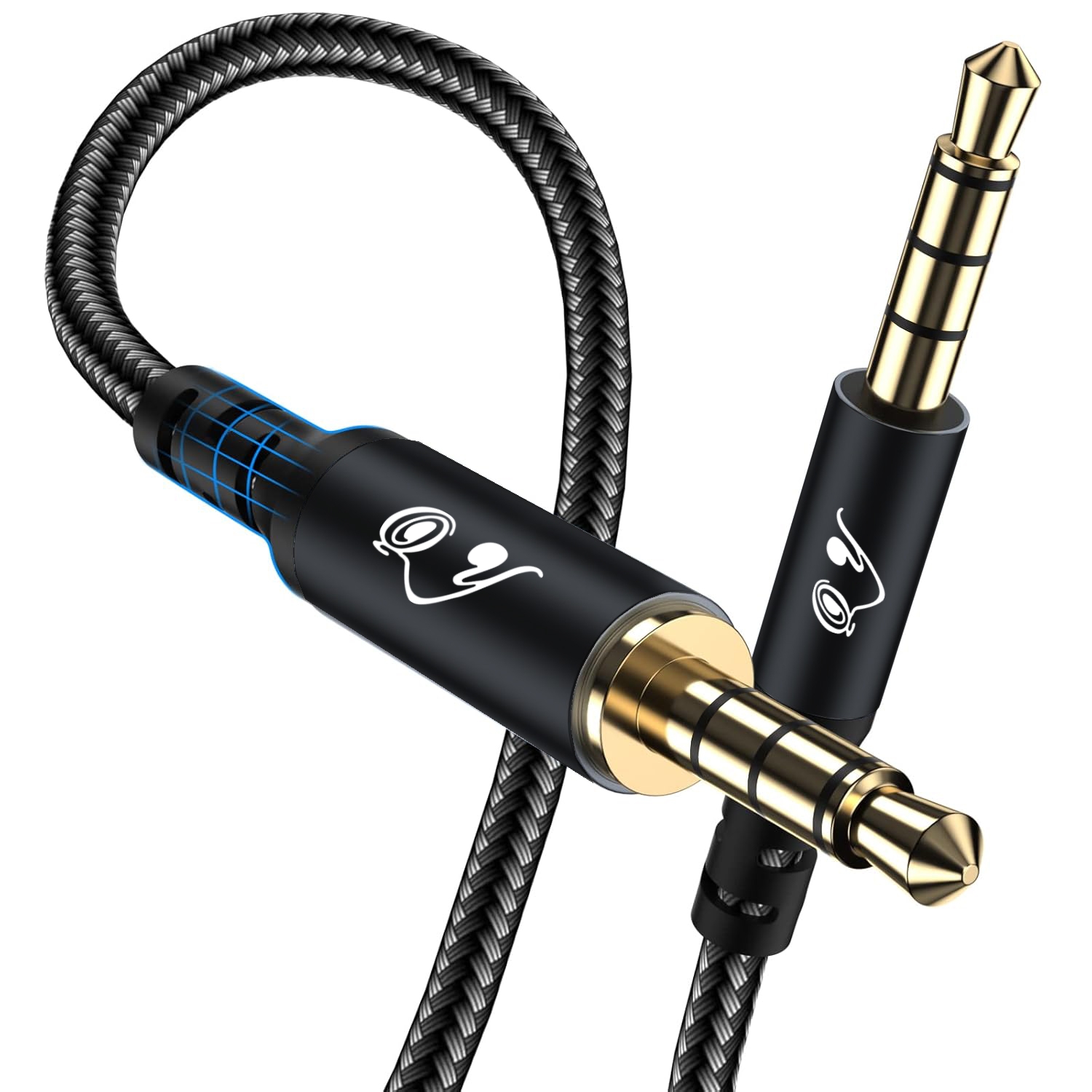 Trs Cable - 3.5mm TRRS AUXオーディオケーブル、オス-オス4極ステレオコード、マイク対応、金メッキプラグ、耐久性のある編組ジャケット