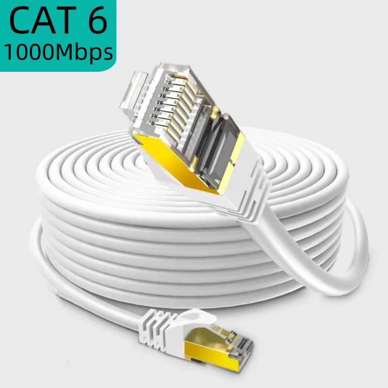 Rj45 Jack - Cat 6 イーサネットケーブル 5/10/15/20/25/30m、フラットで長尺、高速ネットワークケーブル、RJ45コネクター付き、ルーター、モデム用。
