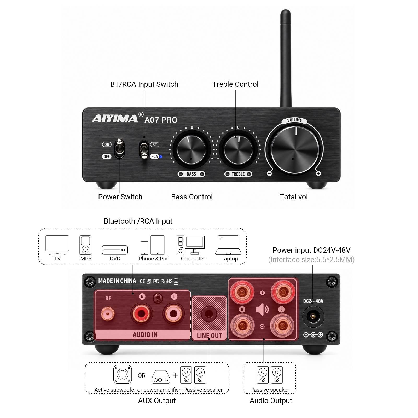 AIYIMA A07 プロ Bluetooth アンプ TP - Es9018 Dac のレビューと価格
