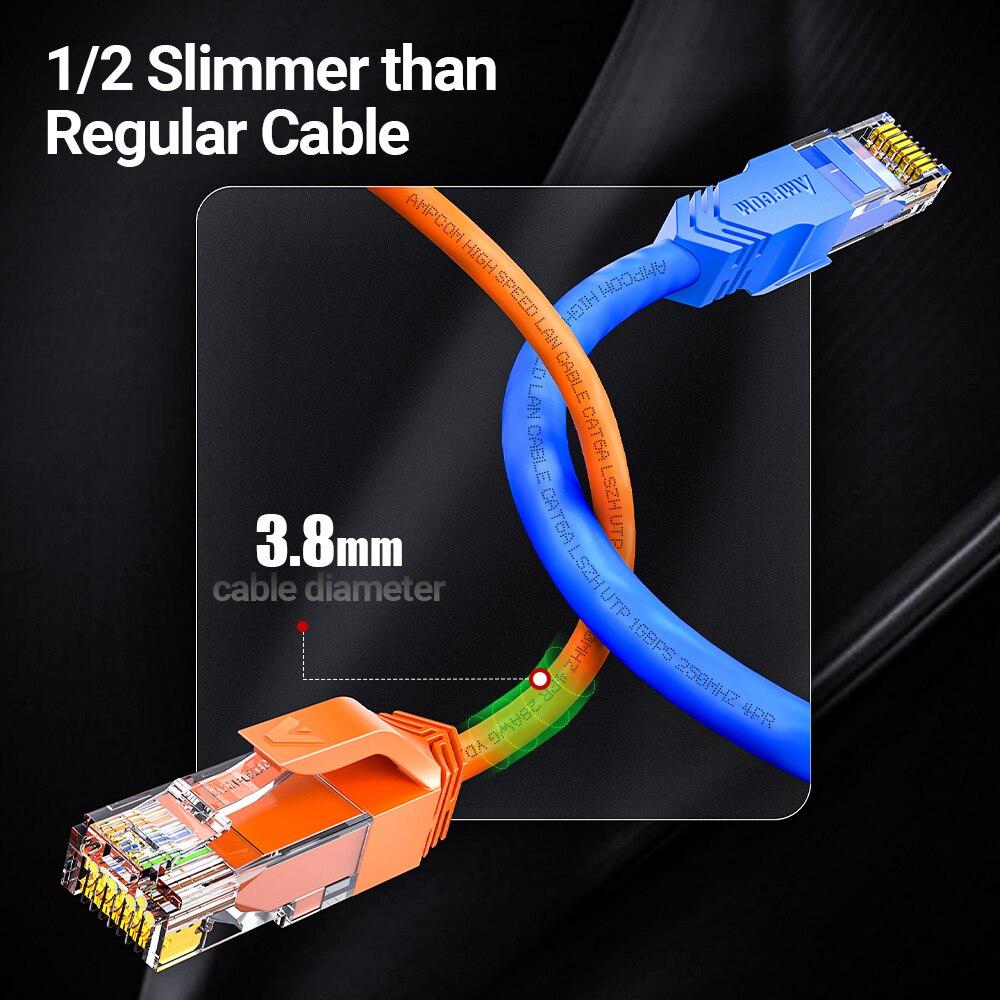 Ampcom超スリムcat6aネットワークケーブル3.8mm - Rj45 Jack のレビューと価格