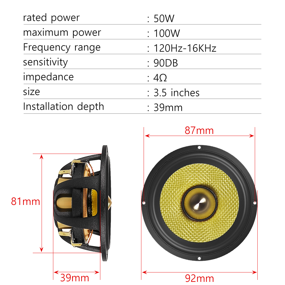 2個入り 3.5インチ バレットガイドドミッドレンジスピーカ - Speaker Driver のレビューと価格