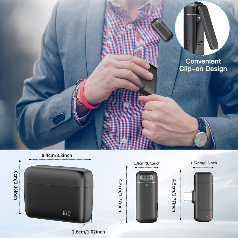 充電ケース付きワイヤレスラベリアマイク。ノイズリダクション機 - Microphone Capsule のレビューと価格