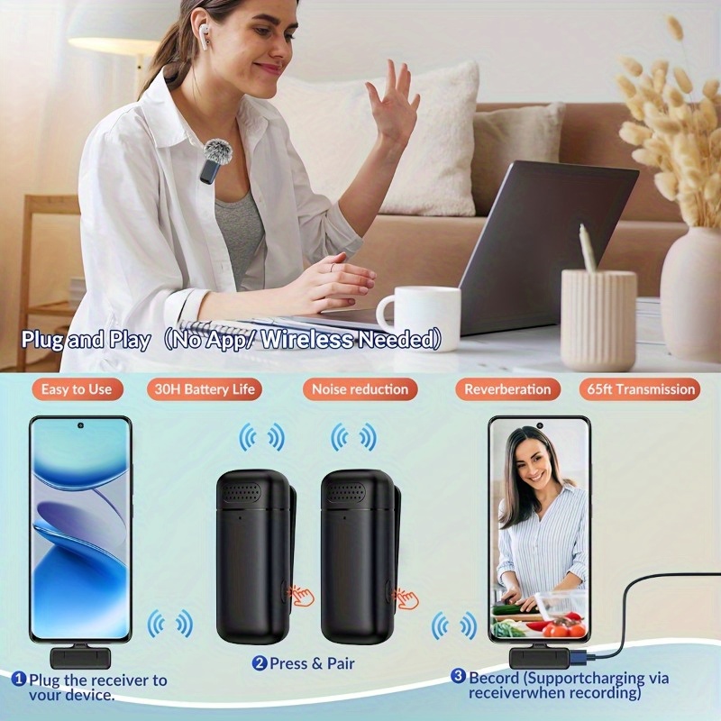 充電ケース付きワイヤレスラベリアマイク。ノイズリダクション機 - Microphone Capsule のレビューと価格