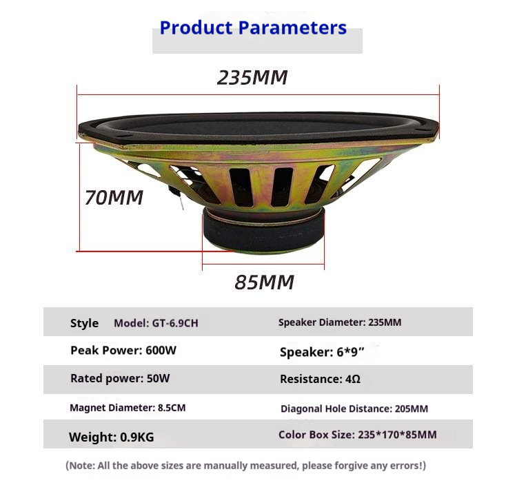 1個 6x9インチ 車用同軸スピーカー 600W ピーク 4 - Speaker Driver のレビューと価格