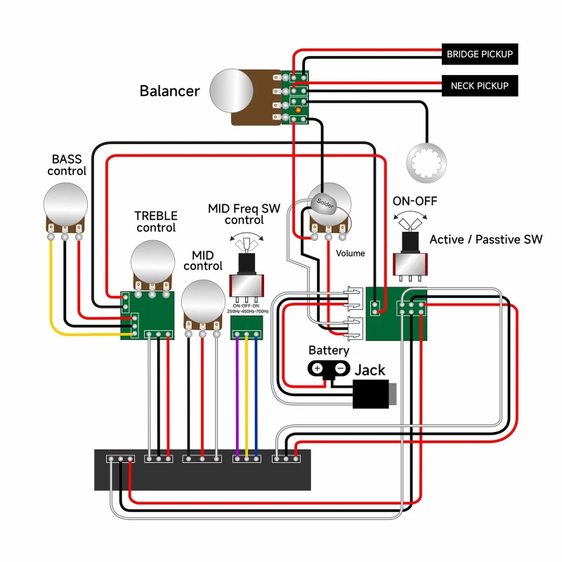 プリワイヤード3バンド・ベースギター回路。アクティブ/パッシ - Passive Preamp のレビューと価格