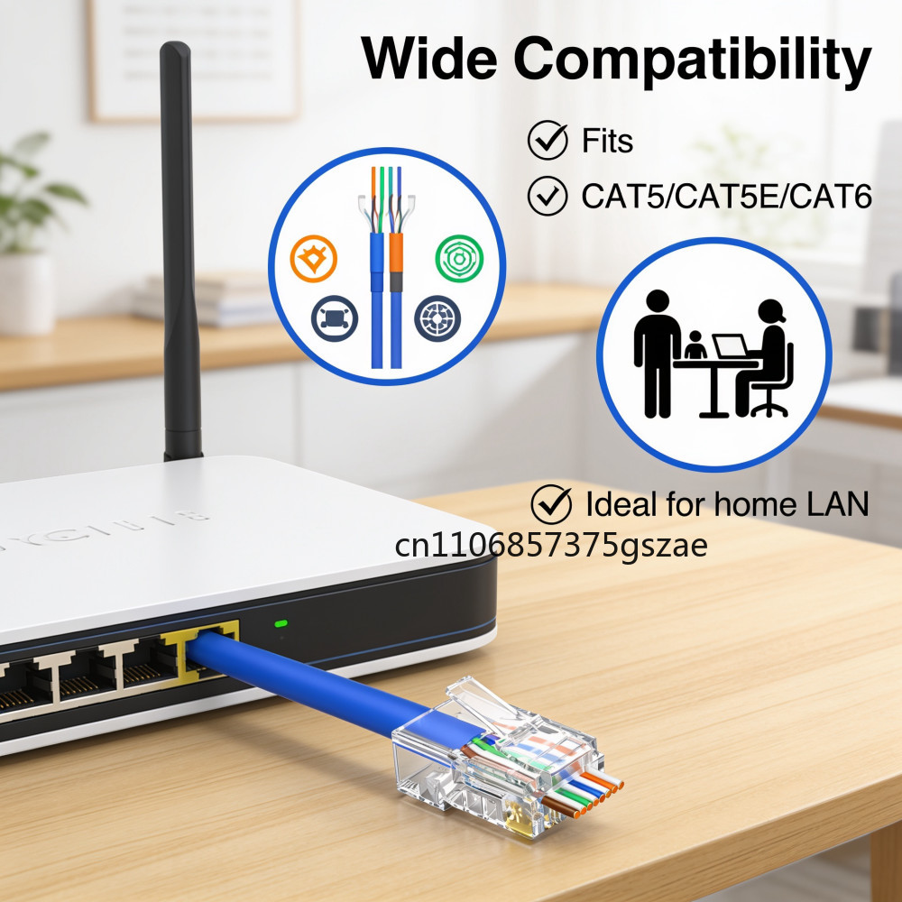 10/50/100 個 CAT6 スルーホールクリスタルヘッ - Rj45 Jack のレビューと価格